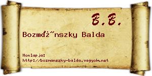 Bozmánszky Balda névjegykártya